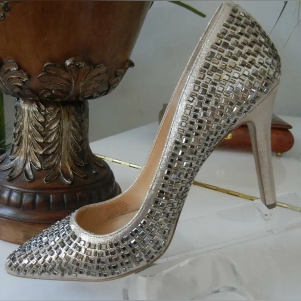 Jessica Simpson Claya Metal Pump Gold Pewter 8.5 - Picture 10 of 13